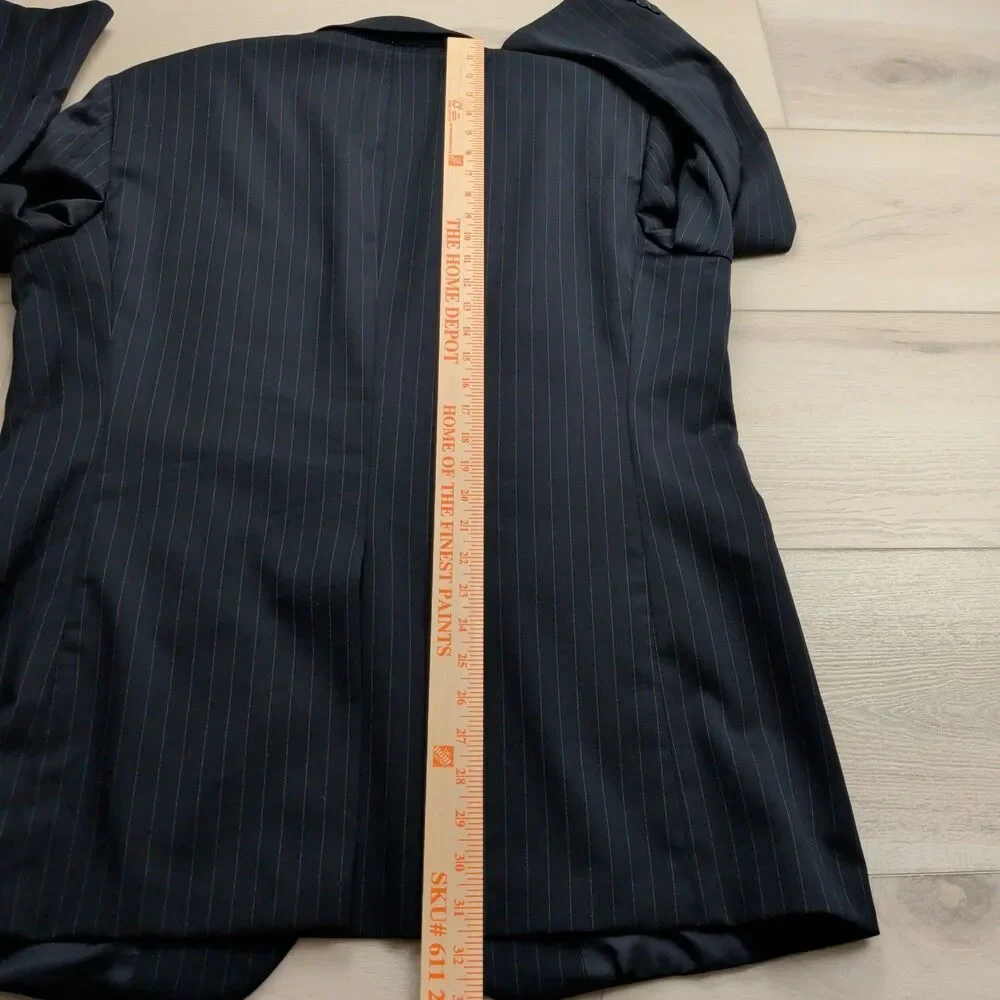 Brooks Brothers‎ Blazer Sport Coat Mens 44R 1818 Madison Black Pinstripe Wool